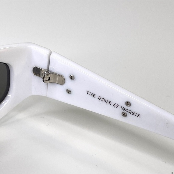 LE SPECS Adam Selman The Edge Sunglasses NEW White WIth Blue Mirror Lenses